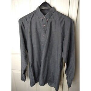 Visage Grey Black Striped Button Down Long Sleeve Dress Shirt. Size L